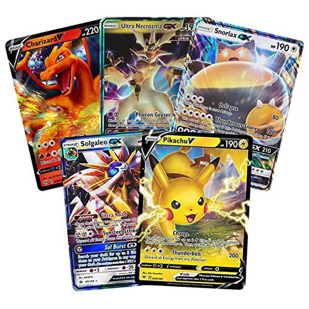 Golden Groundhog TCG Bundle - Including 5 Oversize/Jumbo Cards (Variety of Basic, Promos & Random Ultra Rare Cards Such as V, GX, and More)