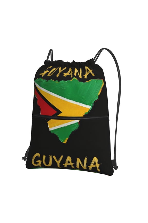 Golden Guyana Flag Drawstring Backpack Water Resistant String Bag Sports Sackpack Gym Sack For Men Women