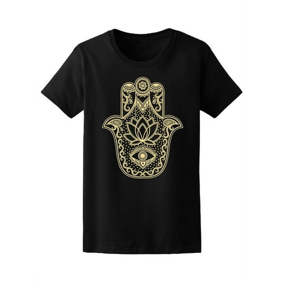 Golden Hamsa Hand Drawn Symbol T-Shirt Women -Image by Shutterstock, Female x-Large