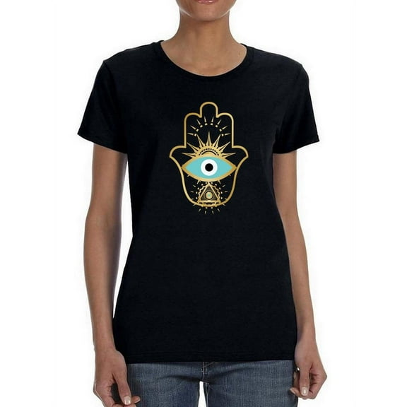 Golden Hamsa Shaped T-Shirt Women -Image by Shutterstock, Female XX-Large
