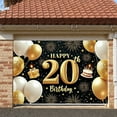 thumbnail image 1 of Golden Happy 20th Banner Gold Balloons 20th Birthday Display Fireworks Design Gift Box Birthday Backdrop for 20th Birthday Party Young Adults Indoor Decoration, 1 of 9