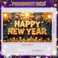 thumbnail image 1 of Golden Happy New Year Banner Lighted New Year Banner Fireworks Decor Star Pattern Celebration Banner for New Year Party Holiday Celebration Indoor Decoration, 1 of 9