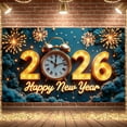 thumbnail image 1 of Golden Happy New Year Banner Sparkling Fireworks 2026 New Year Display Illuminated Numbers Shiny Decoration New Year Backdrop for New Year Party Holiday Celebration Indoor Decoration, 1 of 9