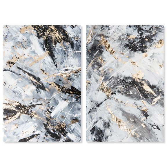 Golden Harmony Abstract Duo Canvas Print Living Room Wall Art by Art Remedy, Gallery Wrapped, 24 x 36