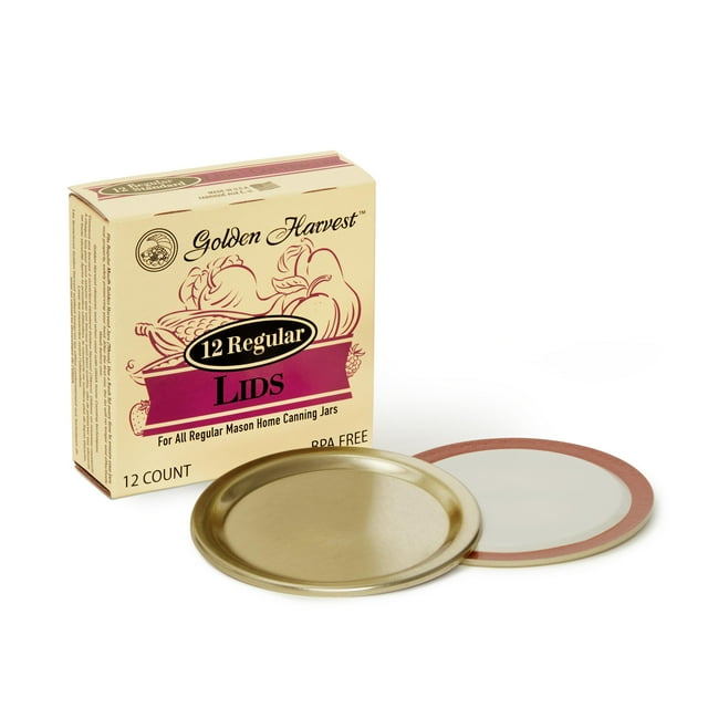 Golden Harvest Canning Lids, Regular Mouth Lids 12 Count (Bands Not