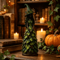 thumbnail image 1 of Golden Harvest - Enchanted Autumn Witch Figurine,Hand-Painted Resin Fall Witch Figurine with Floral Witch Hat for Indoor Autumn and Halloween Tabletop Hobby Display,Green,L, 1 of 6