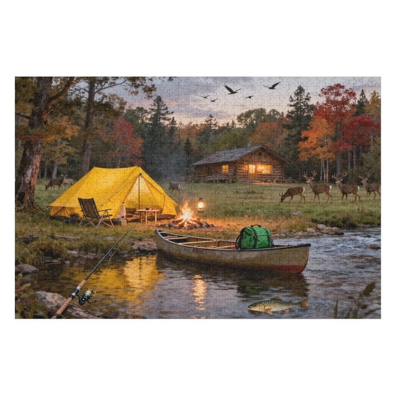 Golden Haven Camp 500 Pieces Puzzle for Adults, Scenic Nature-Themed Jigsaw, Indoor Mind-Relaxing Family Game, Challenging Interlocking Pieces, Decorative Home Dcor