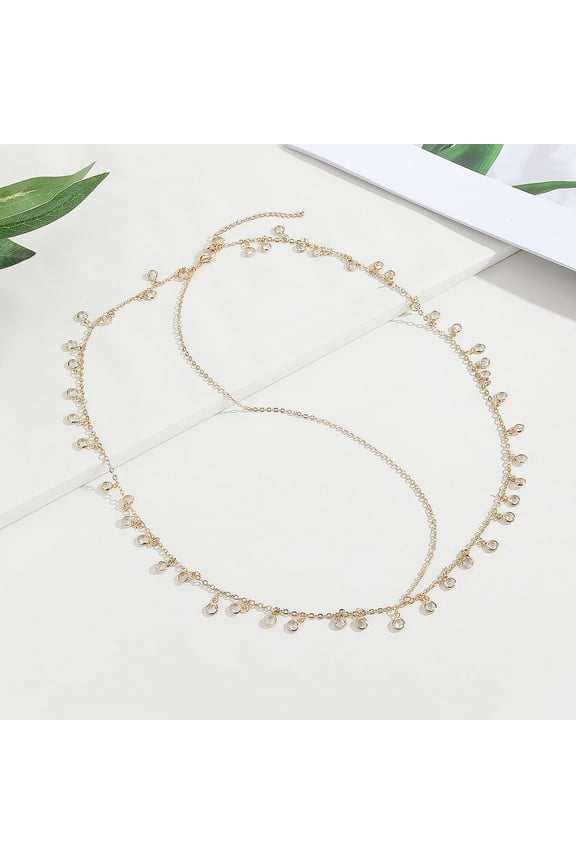 Golden Headpiece Hair Chain Hanging Small Transparent Bead Head Chain Jewelry Bride Party Festival Birthday Gift For Women and Girls