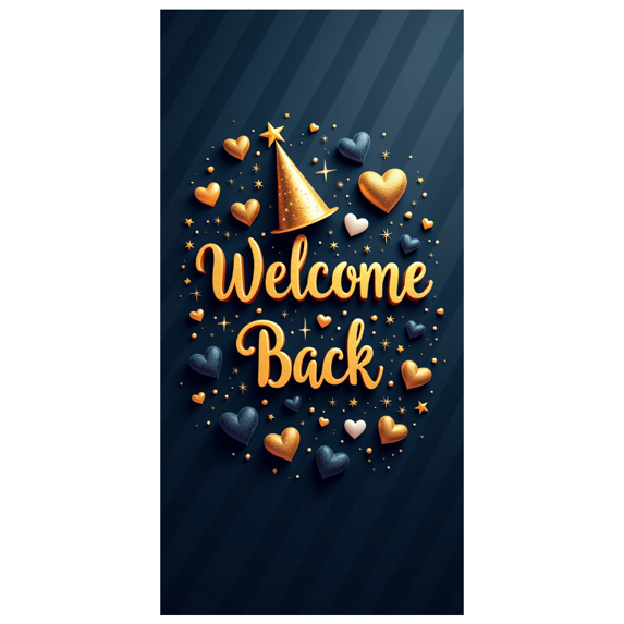 Golden Hearts Welcome Back Decorative Banner Party Decoration Event Banner for Celebration Return Home Gathering