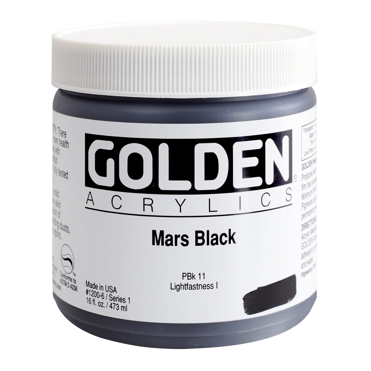 Golden® Heavy Body Acrylic, 16 oz., Mars Black
