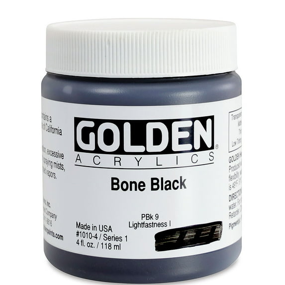 Golden Heavy Body Artist Acrylics - Bone Black, 4 oz Jar