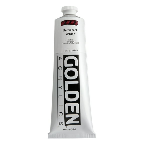 Golden Heavy Body Artist Acrylics - Permanent Maroon, 5 oz Tube