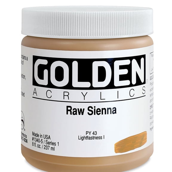 Golden Heavy Body Artist Acrylics - Raw Sienna, 8 oz Jar