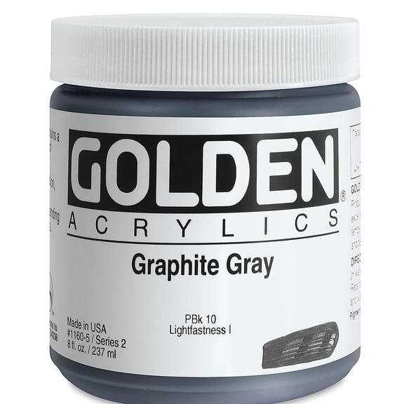 Golden Heavy Body Artist Acrylics - Graphite Gray, 8 oz Jar