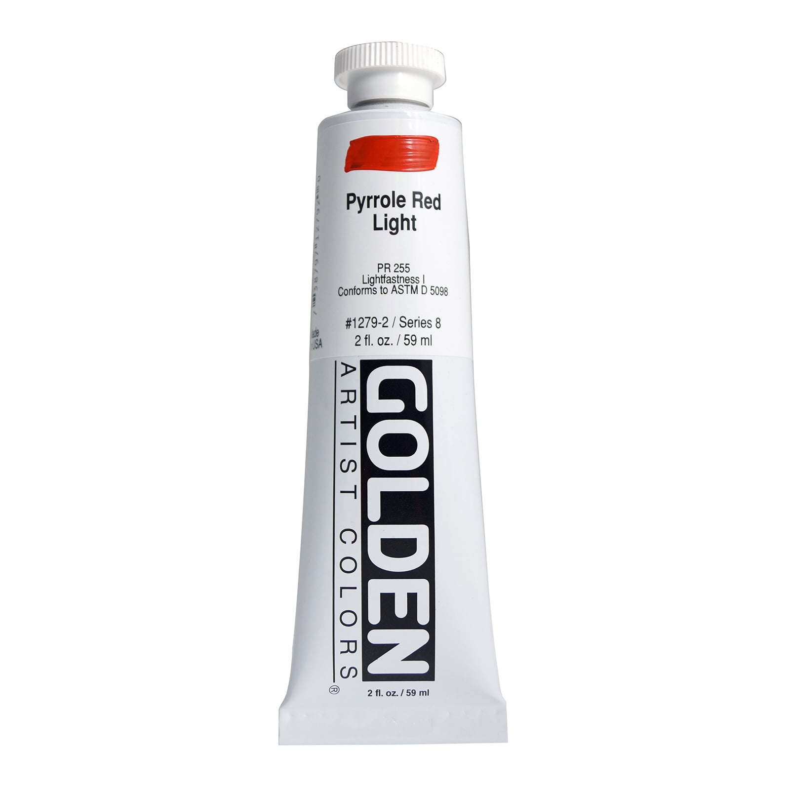 Golden Heavy Body Acrylic Paint, 2 Oz, Pyrrole Red Light