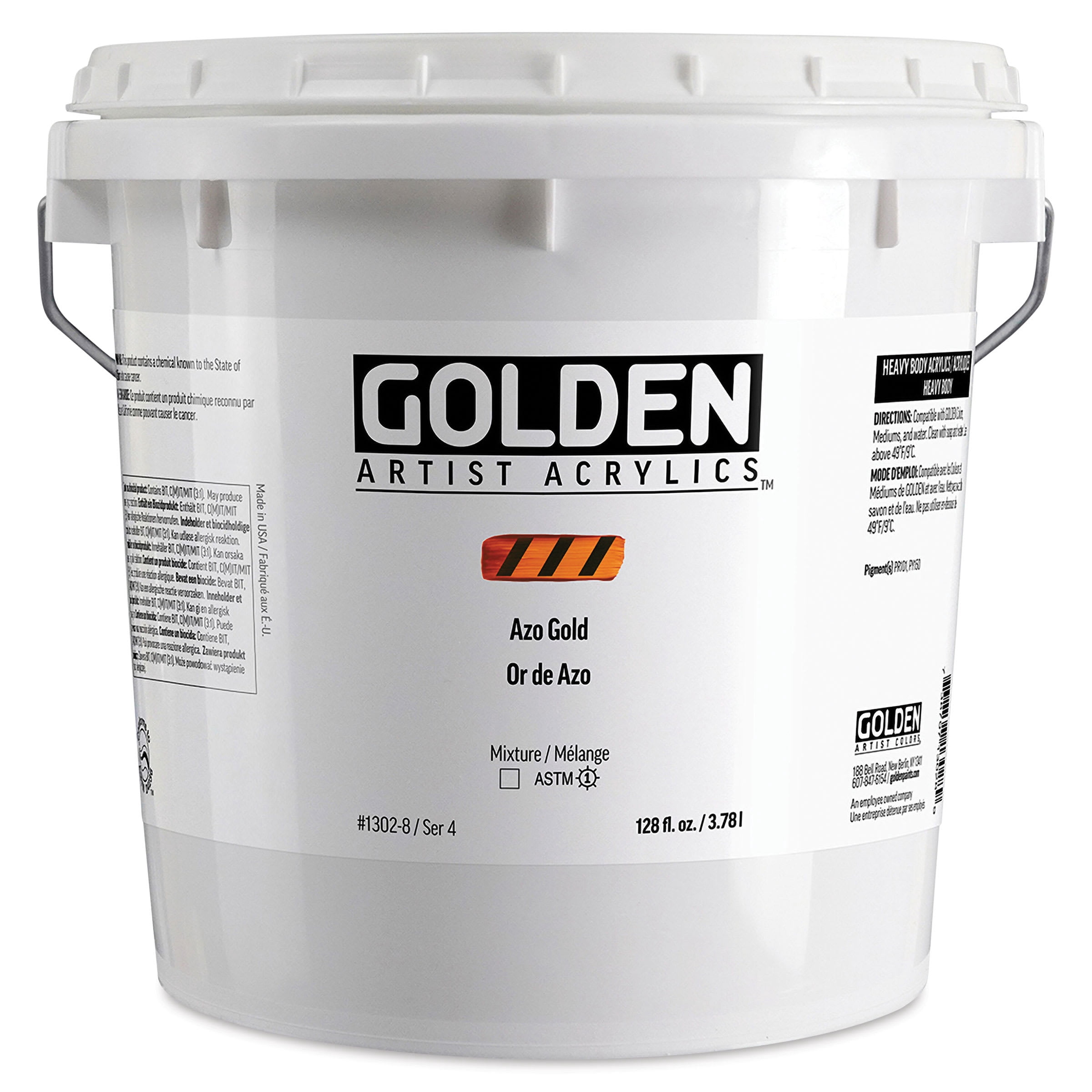 Golden Heavy Body Acrylic Paint - Azo Gold, 3.78 L Jar