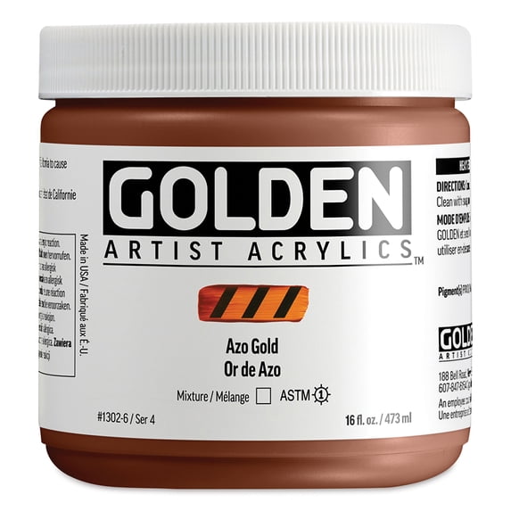 Golden Heavy Body Acrylic Paint - Azo Gold, 473 ml Jar