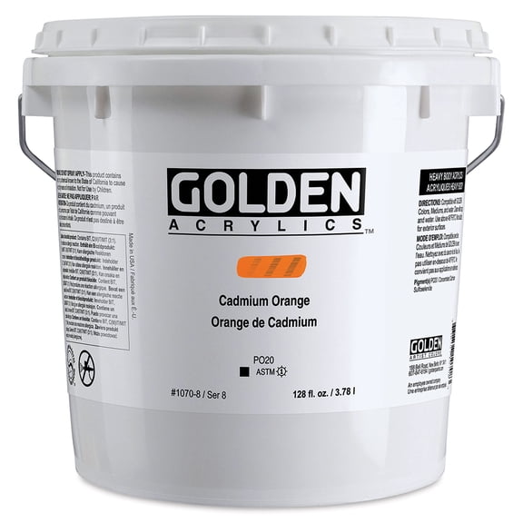 Golden Heavy Body Acrylic Paint - Cadmium Orange (CP), 128 oz Jar