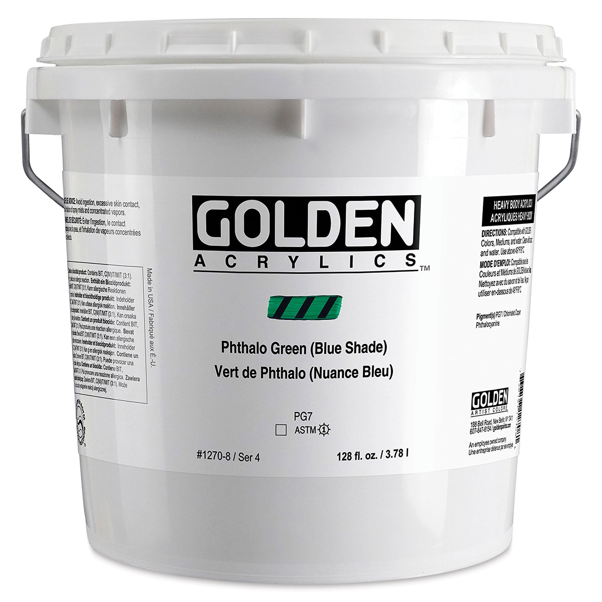 Golden Heavy Body Acrylic Paint - Phthalo Green (Blue Shade), 128 oz Jar