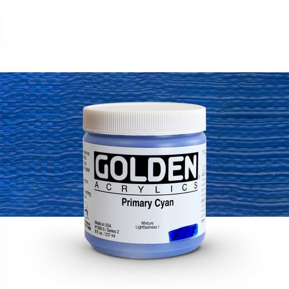 Heavy Body Acrylics by GOLDEN, Primary Cyan, 8 fl. oz. Jar, Professional Acrylic Paint, Opaque