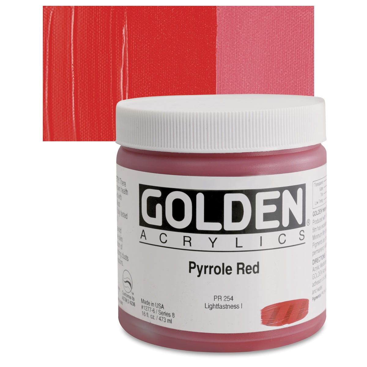 Golden Heavy Body Artist Acrylics - Pyrrole Red, 16 oz Jar