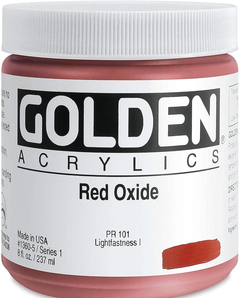 Golden Heavy Body Artist Acrylics - Red Oxide, 8 oz Jar
