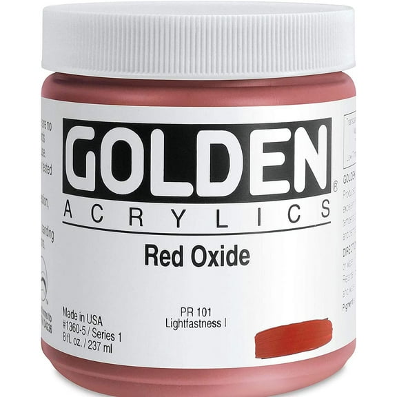 Golden Heavy Body Artist Acrylics - Red Oxide, 8 oz Jar