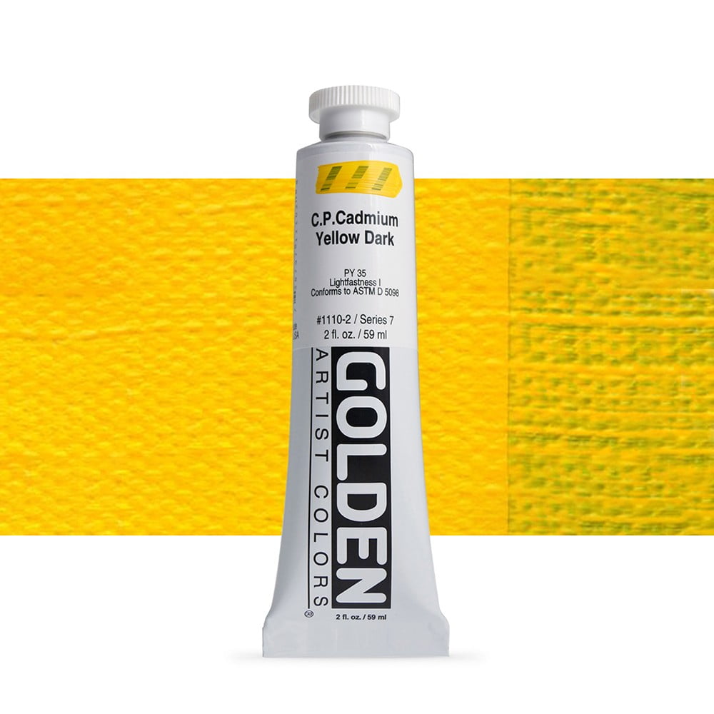 Golden Heavy Body Acrylic Paint - 2 Oz Tube, Cadmium Yellow Dark, Professional Artist Quality - View #13