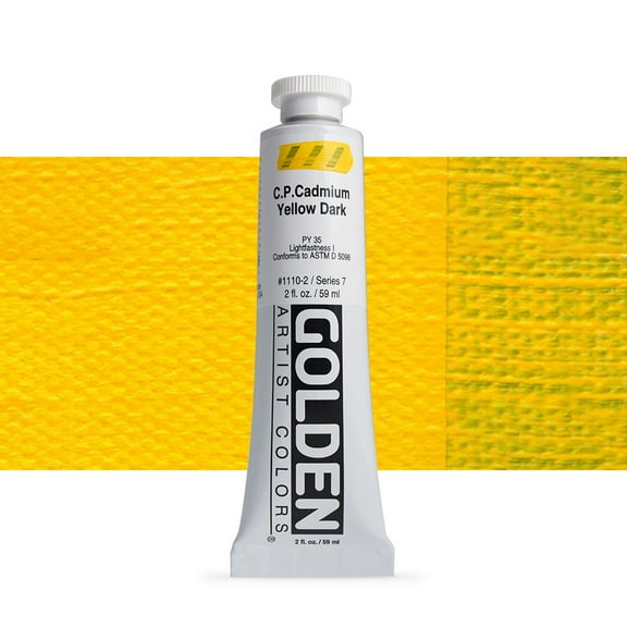 Golden Heavy Body Artist Acrylics - Cadmium Yellow Dark, 2 oz Tube