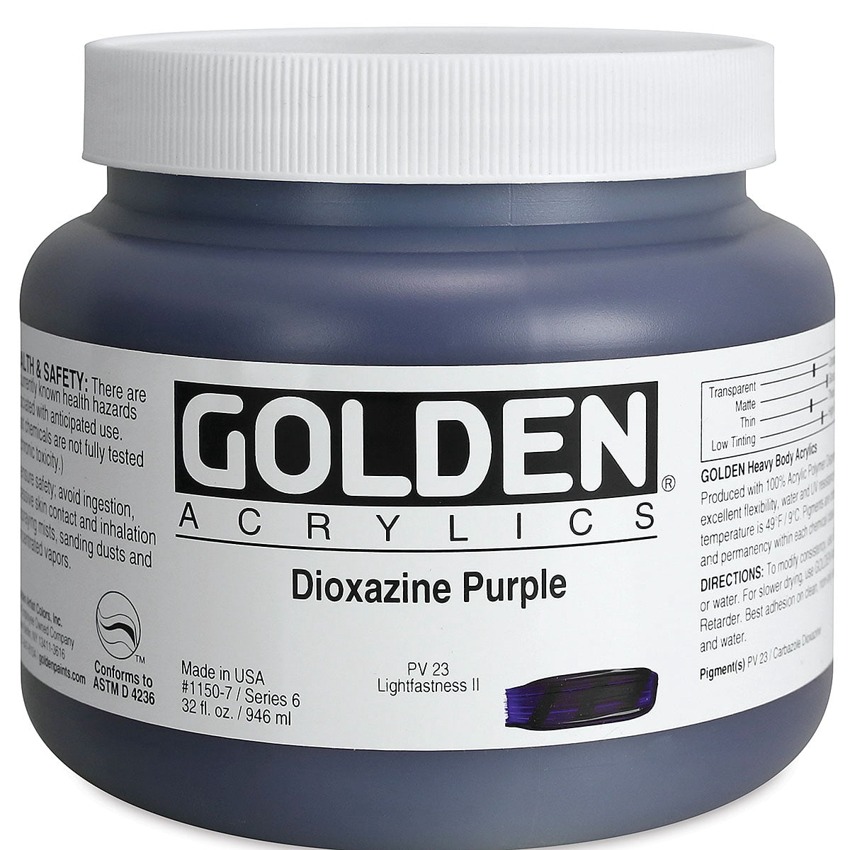 Golden Heavy Body Artist Acrylics - Dioxazine Purple, 32 oz Jar