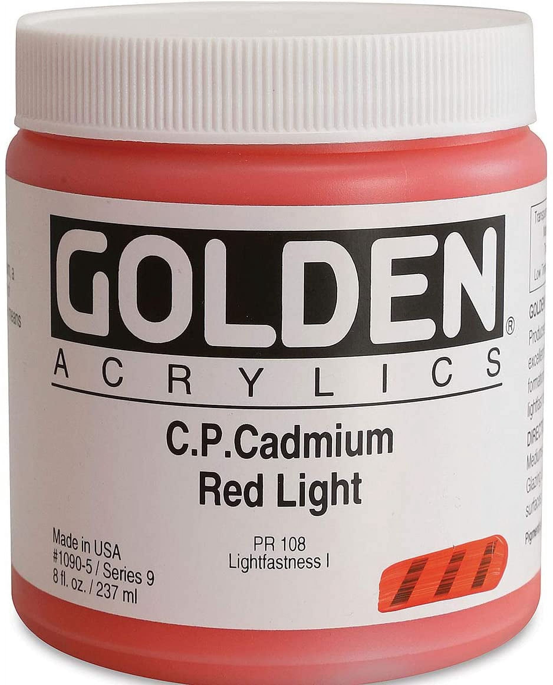Golden Heavy Body Artist Acrylics - Cadmium Red Light, 8 oz Jar