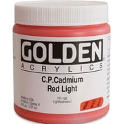 Golden Heavy Body Artist Acrylics - Cadmium Red Light, 8 oz Jar