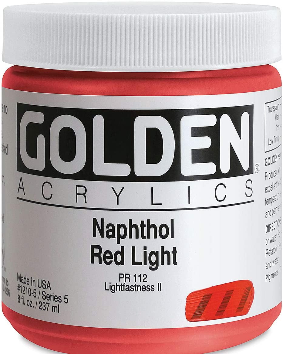 Golden Heavy Body Artist Acrylics - Naphthol Red Light, 8 oz Jar