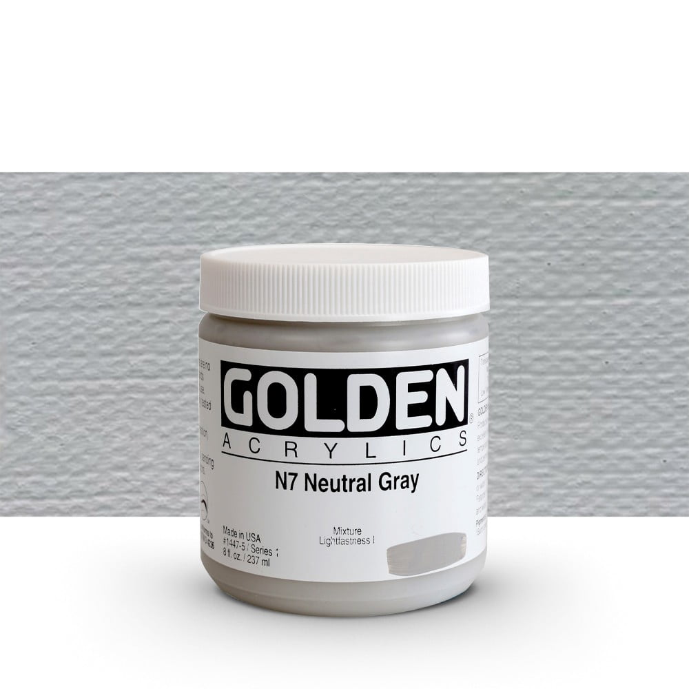 Golden Heavy Body Artist Acrylics - Neutral Gray N7, 8 oz Jar