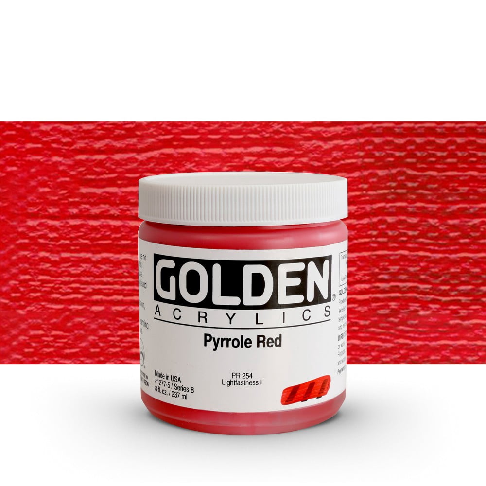 Golden Heavy Body Artist Acrylics - Pyrrole Red, 8 oz Jar