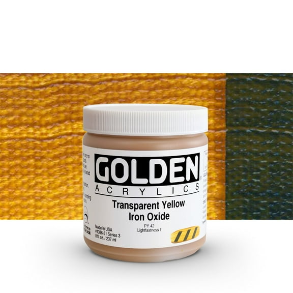 Golden Heavy Body Artist Acrylics - Transparent Yellow Iron Oxide, 8 oz Jar