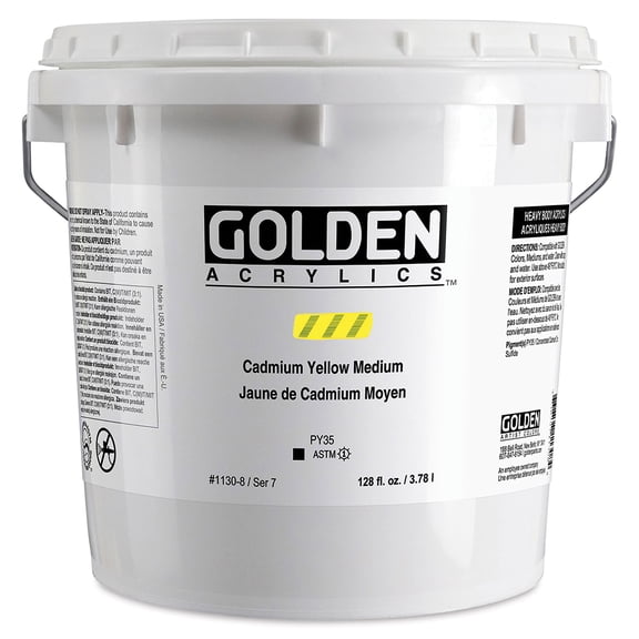 Golden Heavy Body Artist Acrylic - Cadmium Yellow Medium (CP), 128 oz Jar