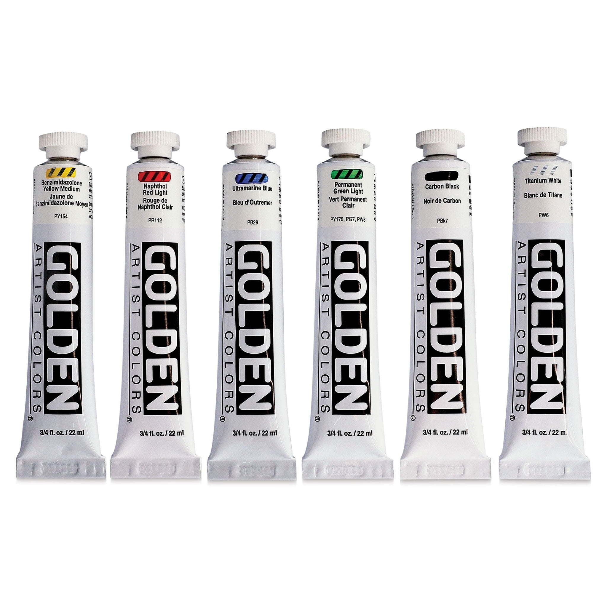 Golden Heavy Body Artist Acrylic Set - Set of 6, Intro Colors, 22 ml Tubes
