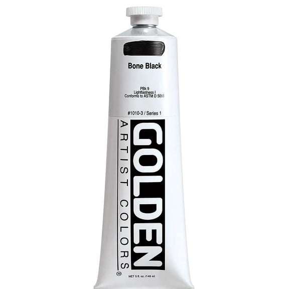 Golden Heavy Body Artist Acrylics - Bone Black, 5 oz Tube