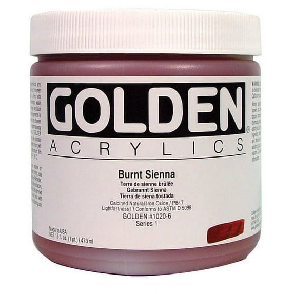 Golden Heavy Body Artist Acrylics - Burnt Sienna, 16 oz Jar