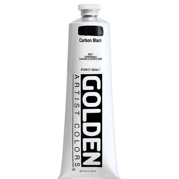 Golden Heavy Body Artist Acrylics - Carbon Black, 5 oz Tube
