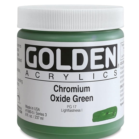 Golden Heavy Body Artist Acrylics - Chromium Oxide Green, 8 oz Jar