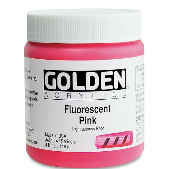 Golden Heavy Body Artist Acrylics - Fluorescent Pink, 4 oz Jar