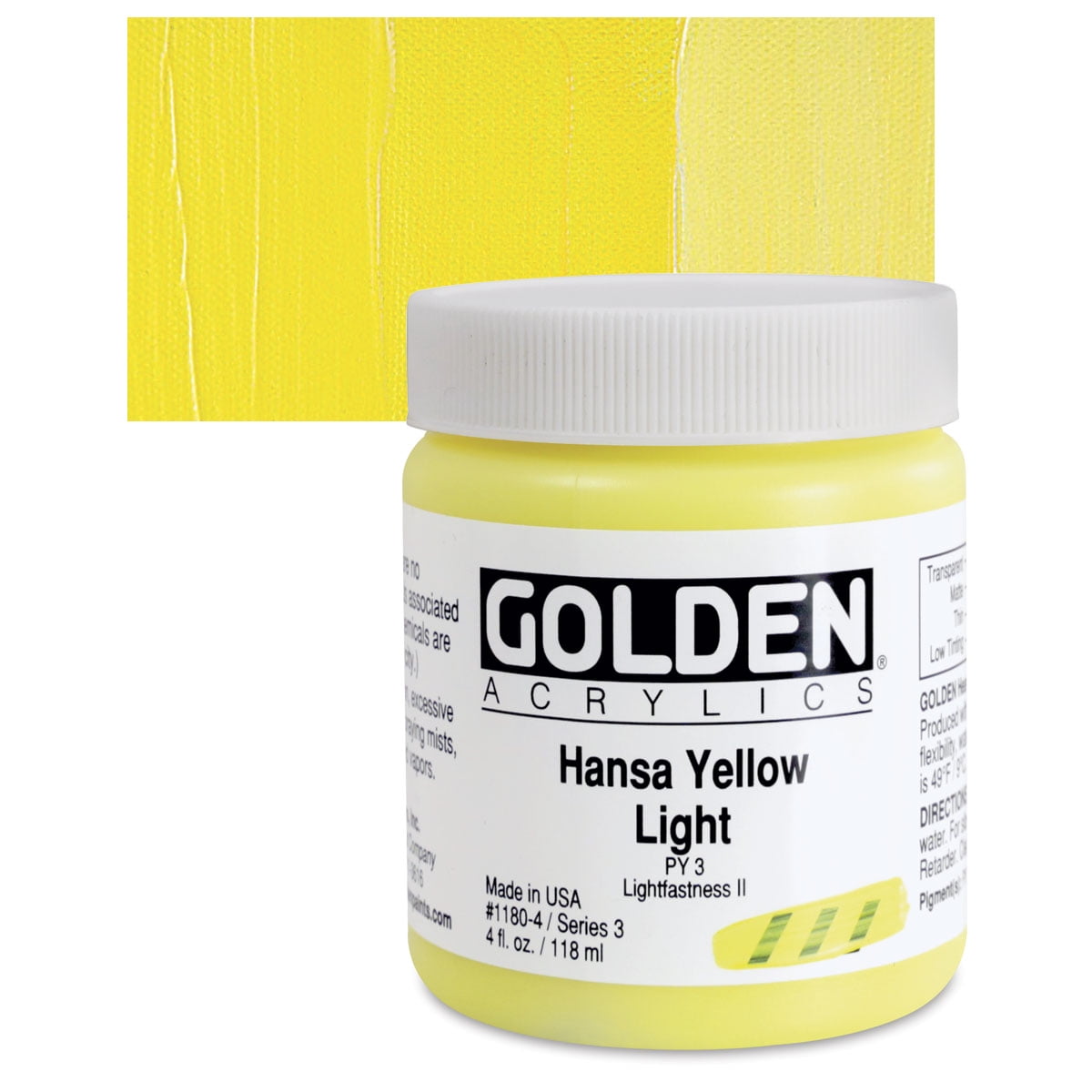 Golden Heavy Body Artist Acrylics - Hansa Yellow Light, 4 oz Jar