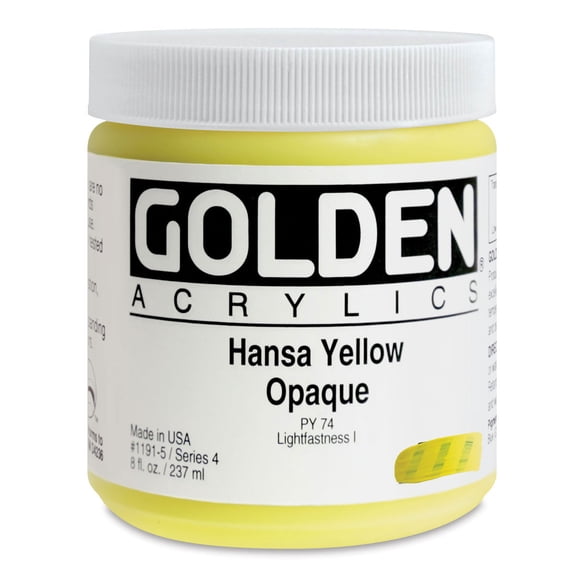 Golden Heavy Body Artist Acrylics - Hansa Yellow Opaque, 8 oz Jar