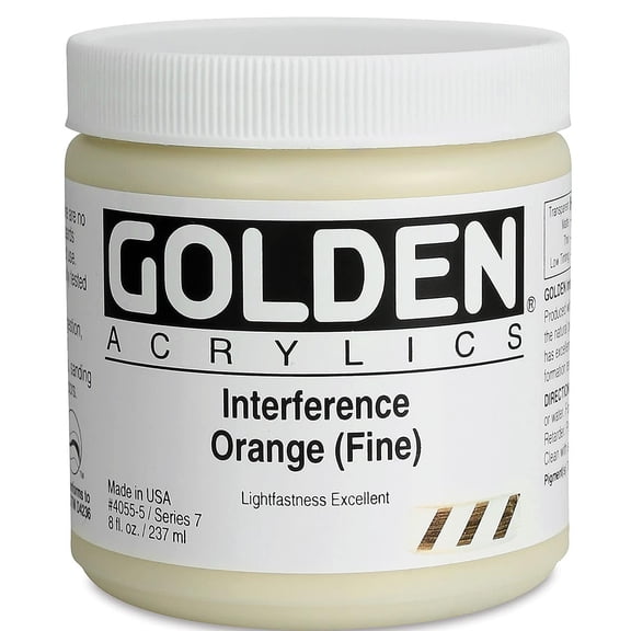 Golden Heavy Body Artist Acrylics - Interference Orange (Fine), 8 oz Jar