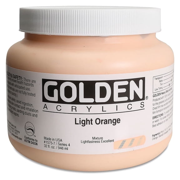 Golden Heavy Body Artist Acrylics - Light Orange, 32 oz