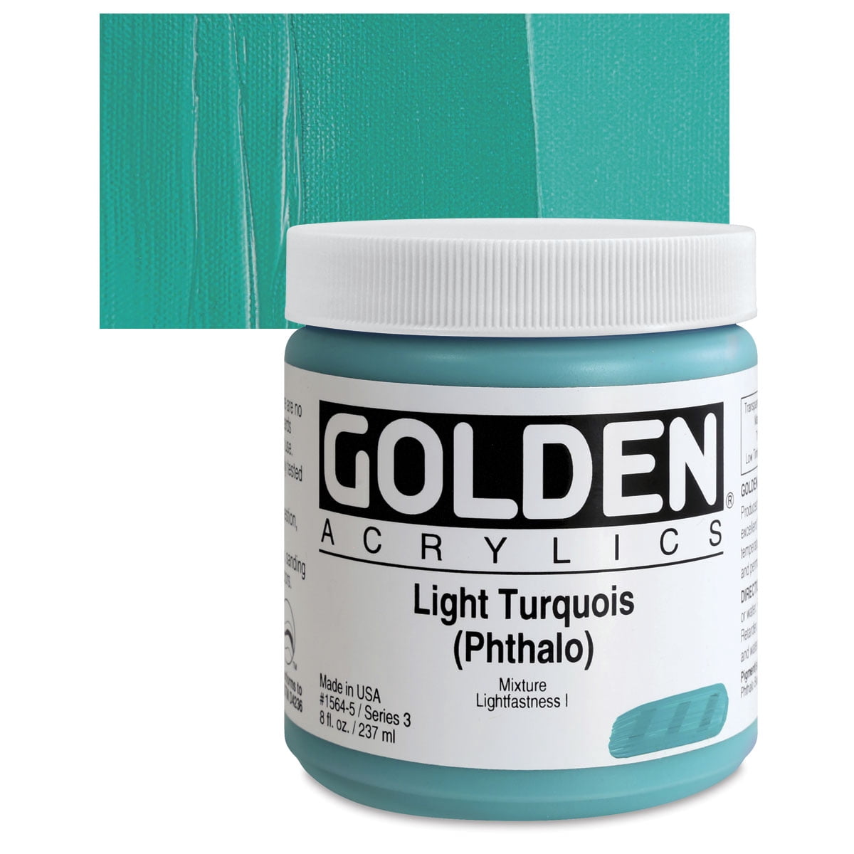 Golden Heavy Body Artist Acrylics - Light Turquoise (Phthalo), 8 oz Jar