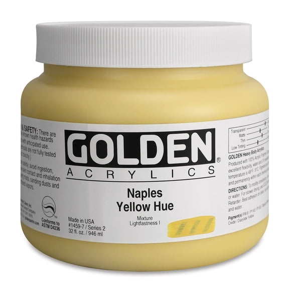Golden Heavy Body Artist Acrylics - Naples Yellow Hue, 32 oz Jar