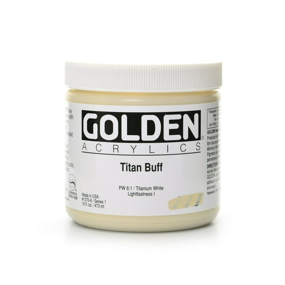 Golden Heavy Body Artist Acrylics - Titanium Buff, 16 oz Jar